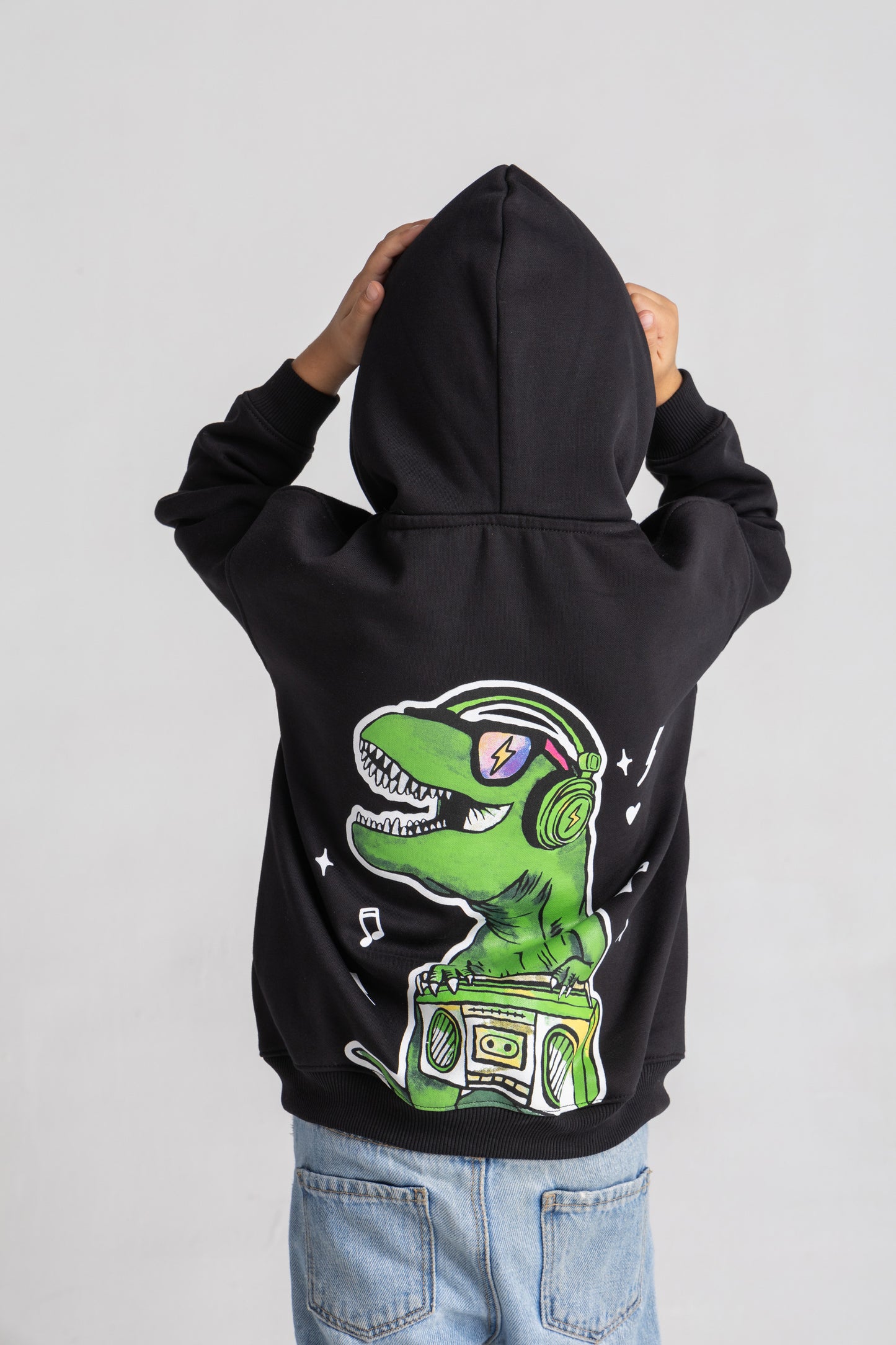 Dinosaur oversized black hoodie