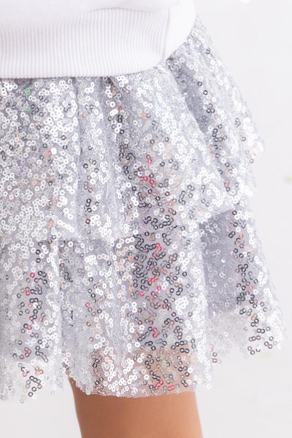 Sparkle layered mini skirt in silver