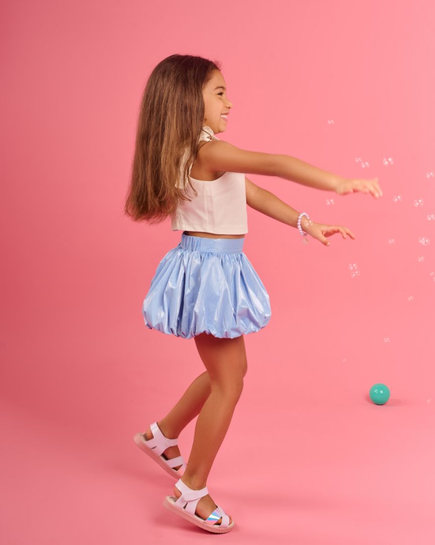 Bubble skirt metallic baby blue