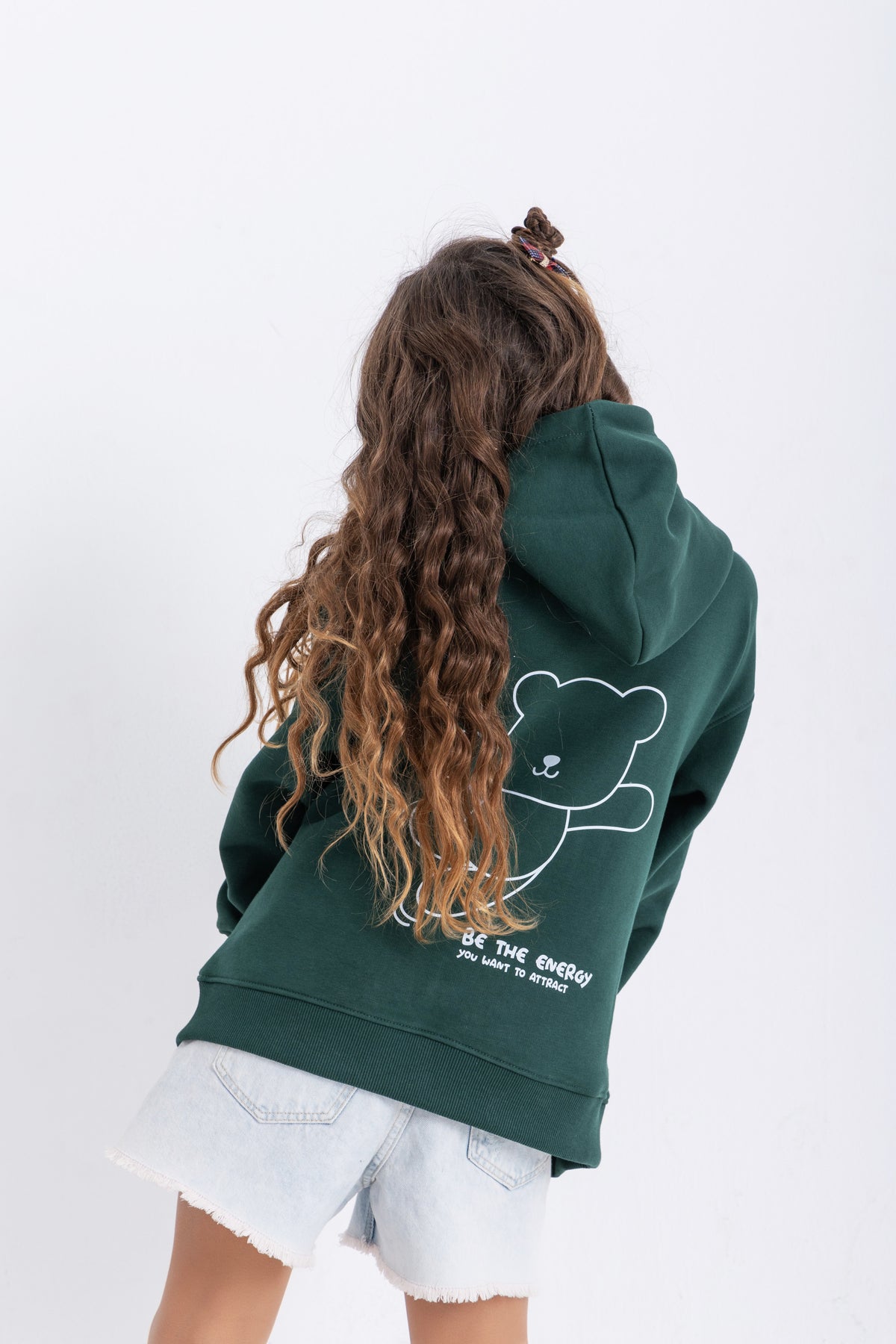 “Be the energy” dark green over sizes hoodie