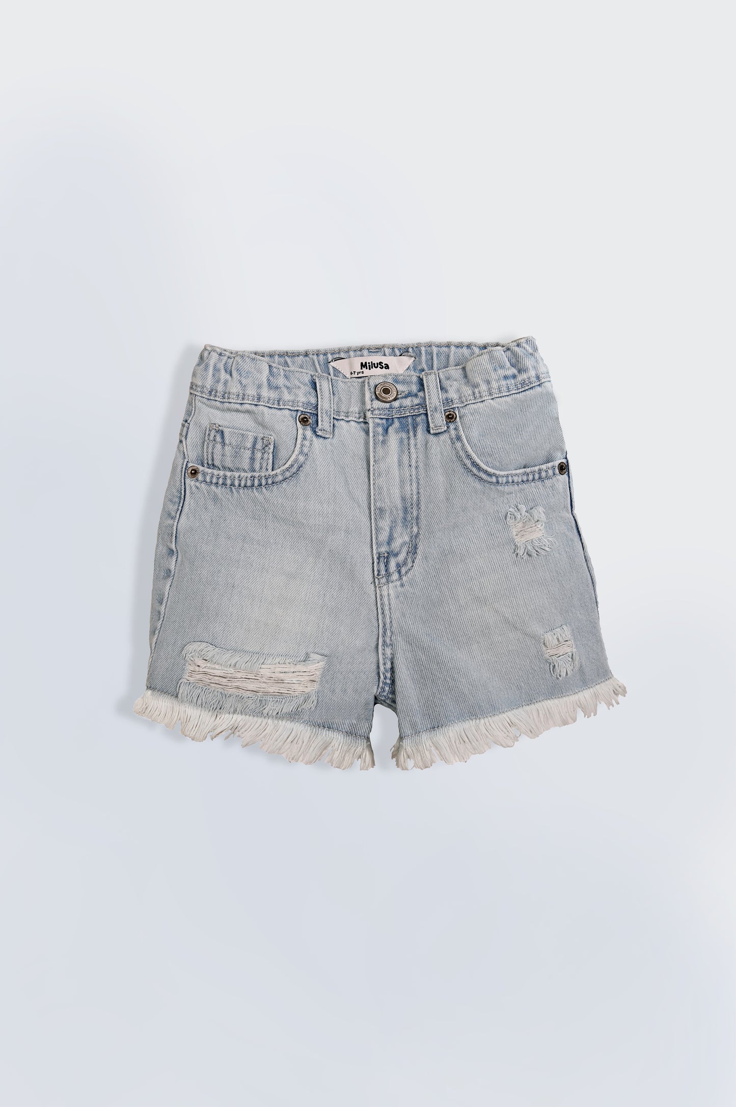 Ripped jeans shorts in light blue