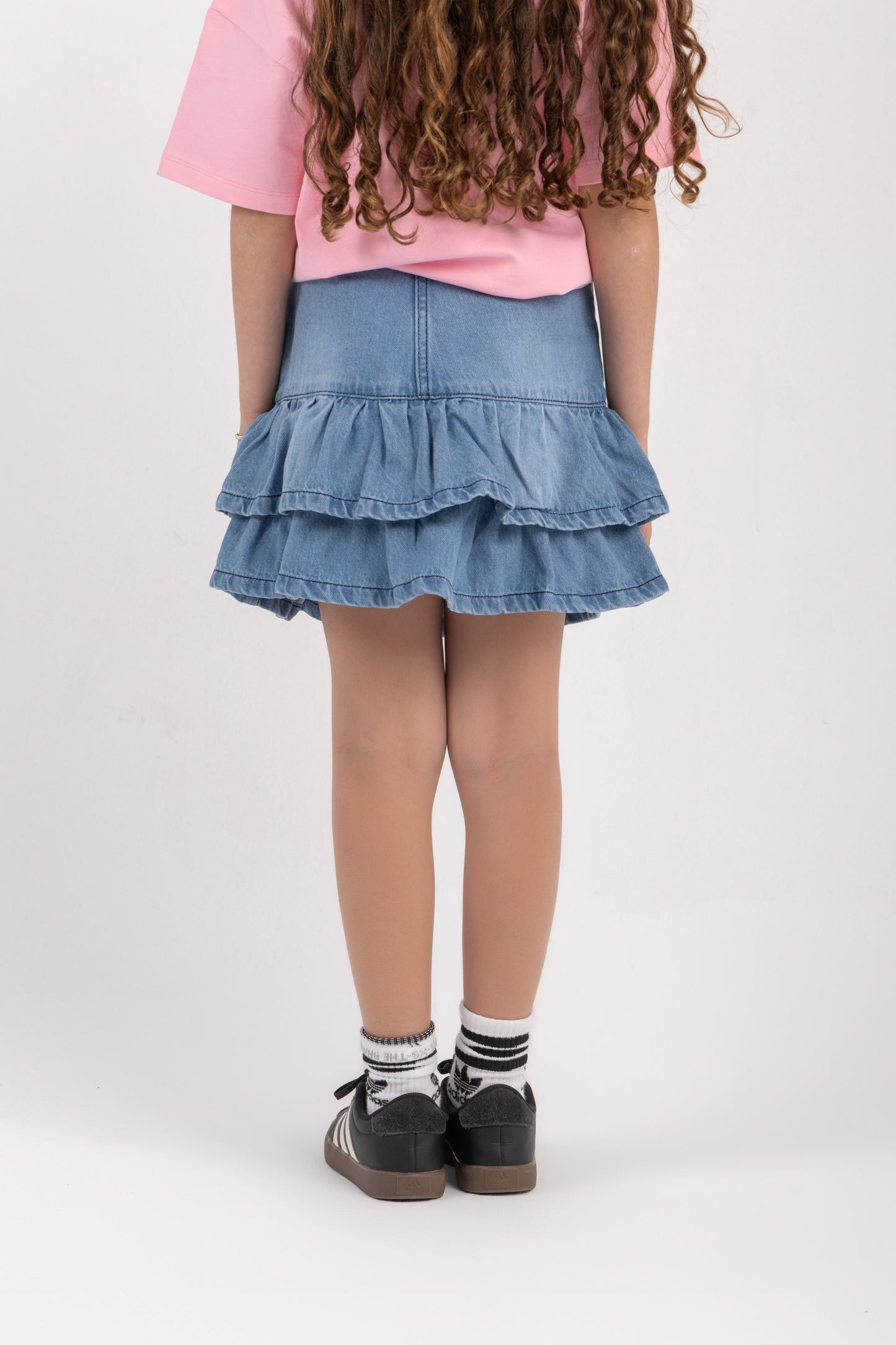 Layered denim skirt in blue