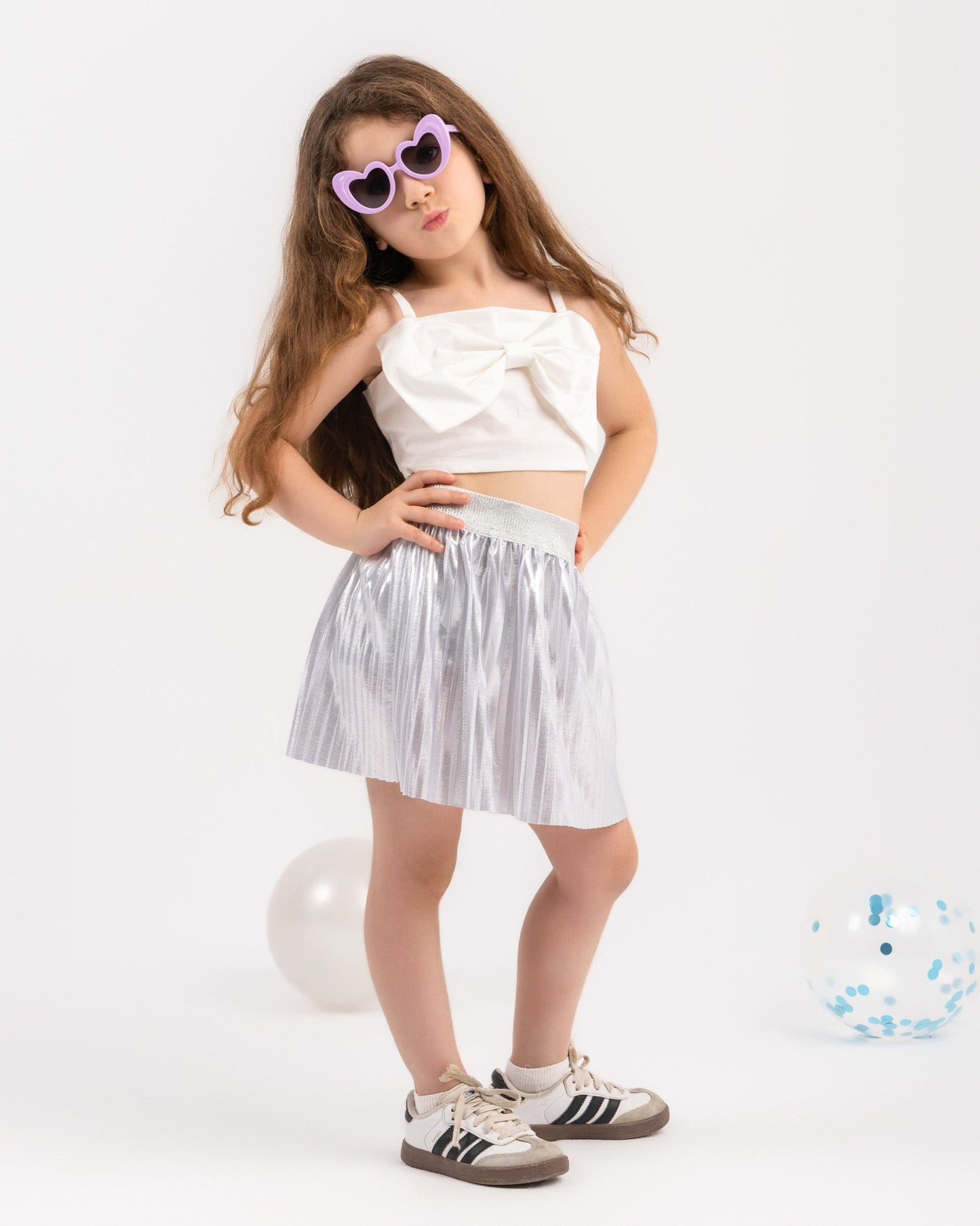 Silver pleated skirt