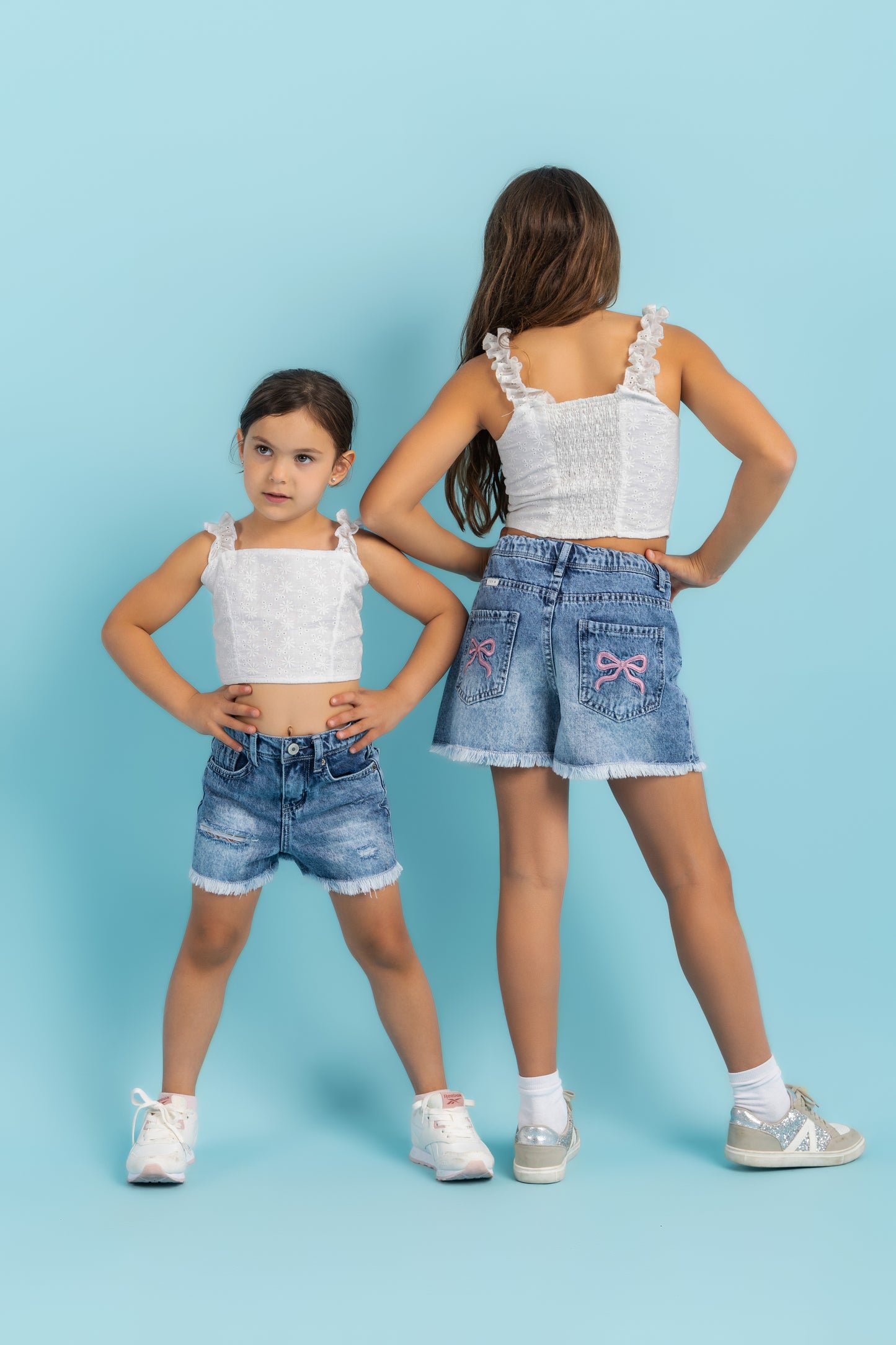 Coquette denim shorts in blue