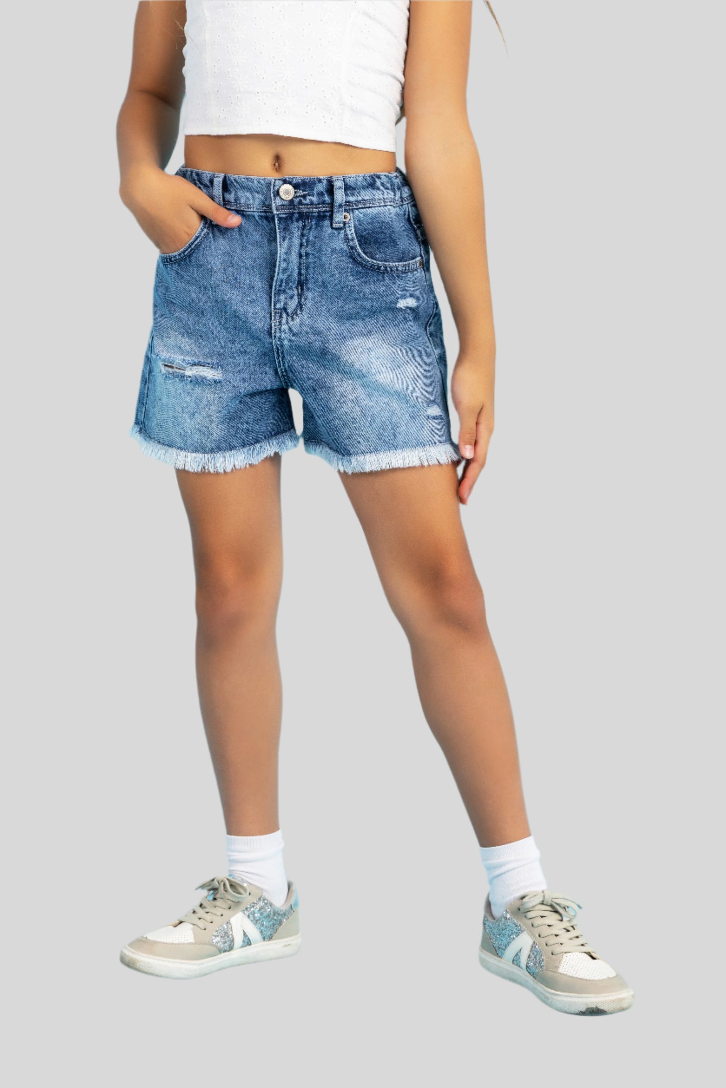Coquette denim shorts in blue