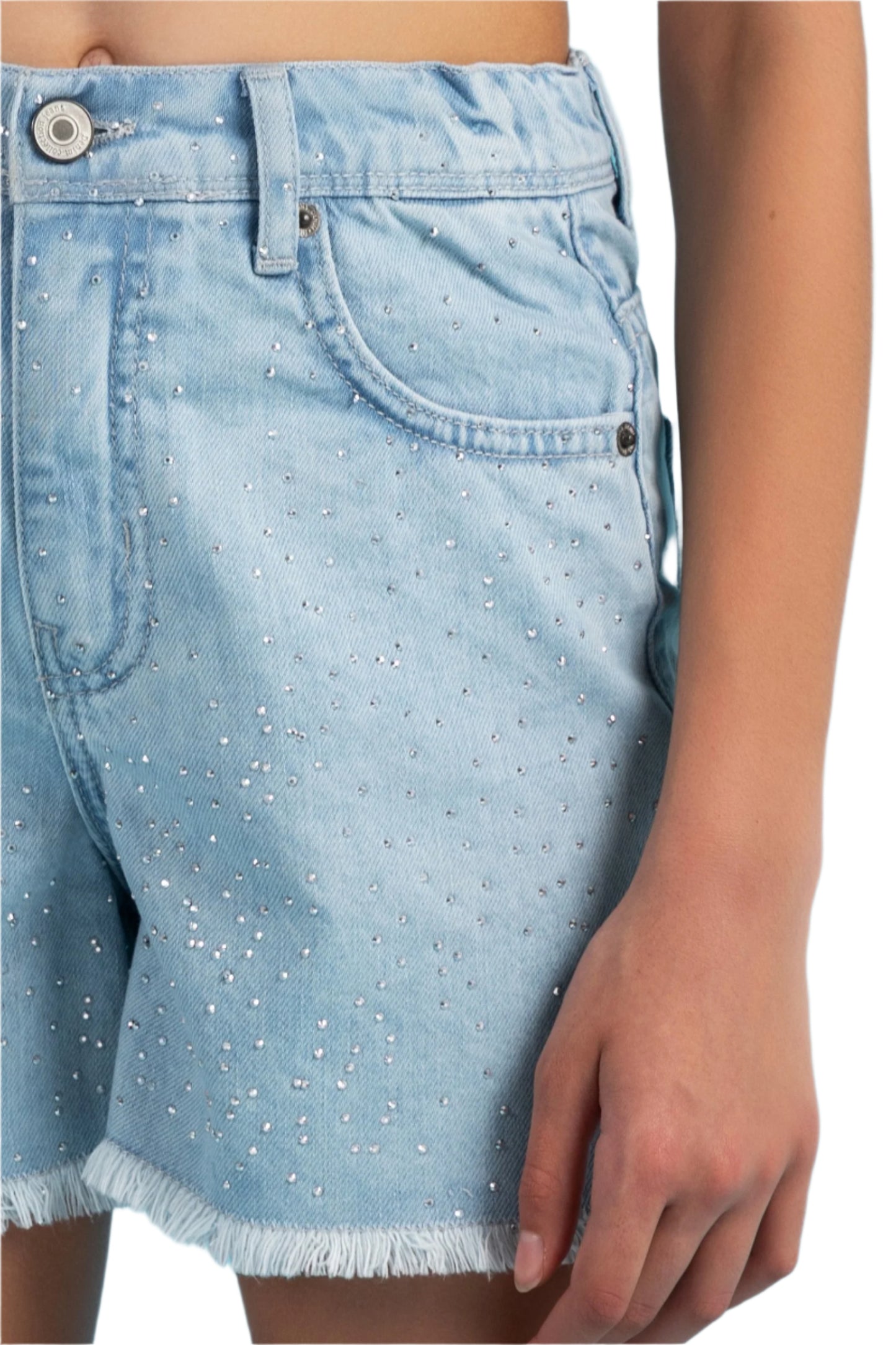 Rhinestone denim shorts in blue