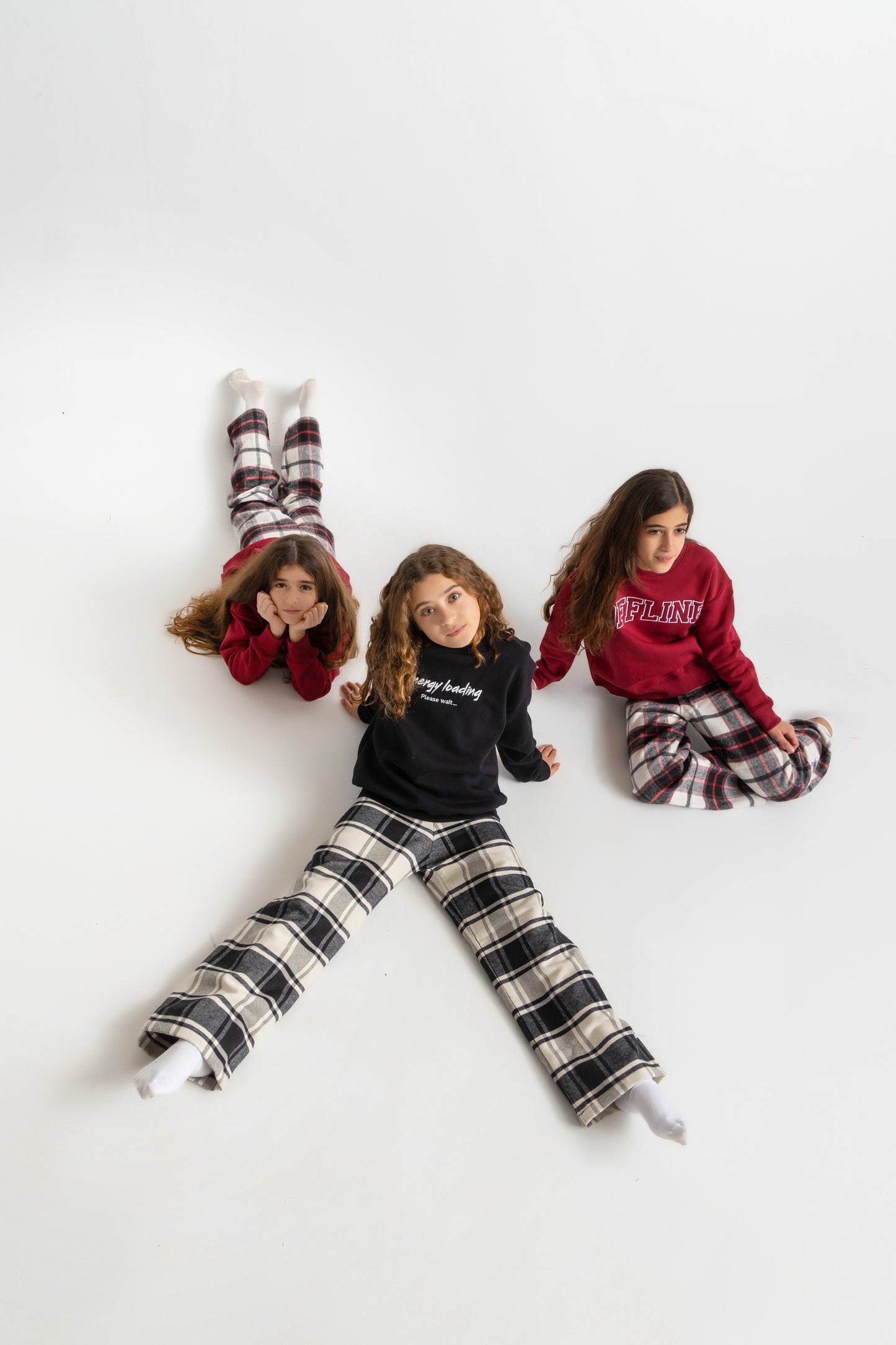 Unisex black check pyjamas set