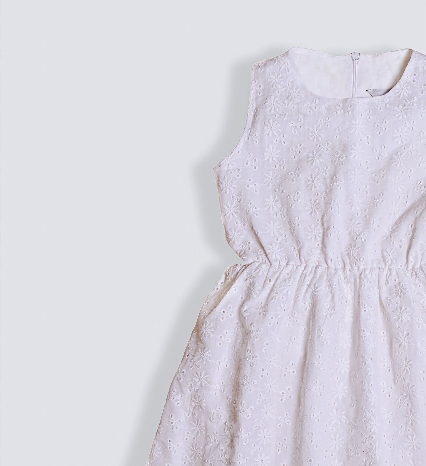 Eyelet cutout dress in white