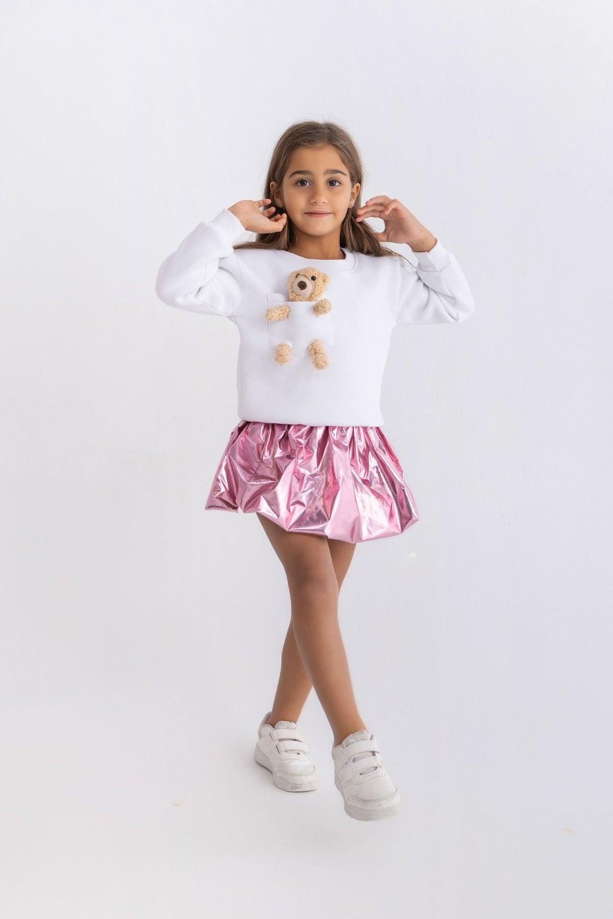 Bubble skirt in metallic pink