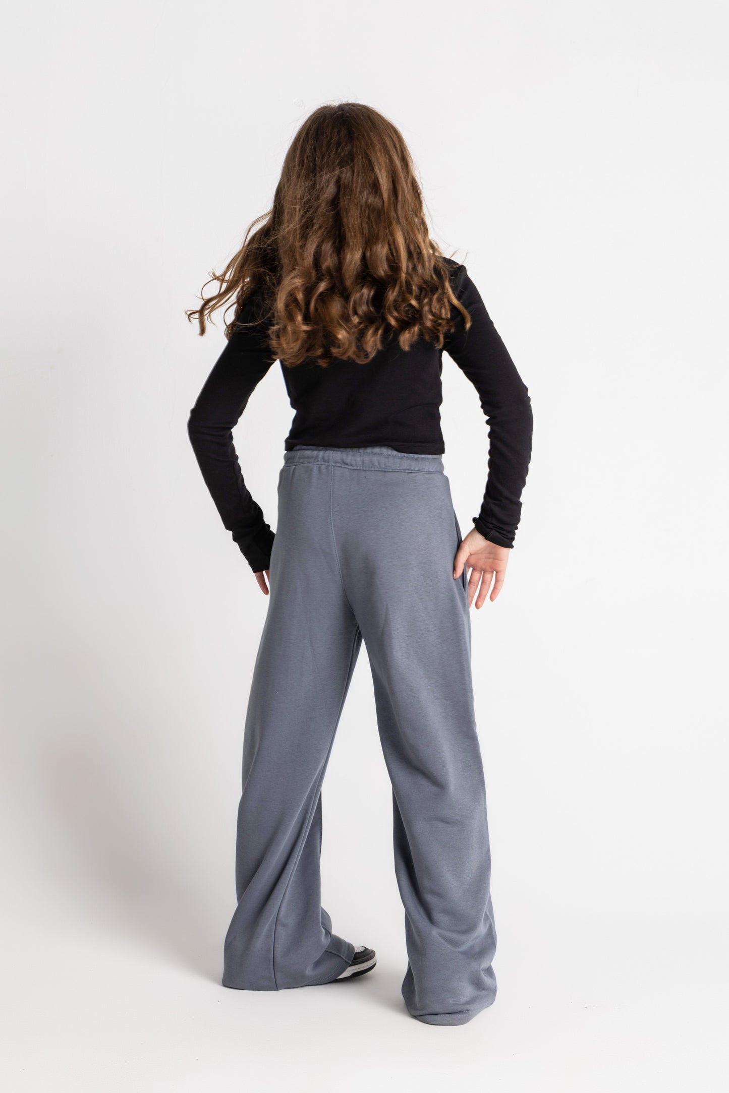 Dark grey straight leg plush trousers