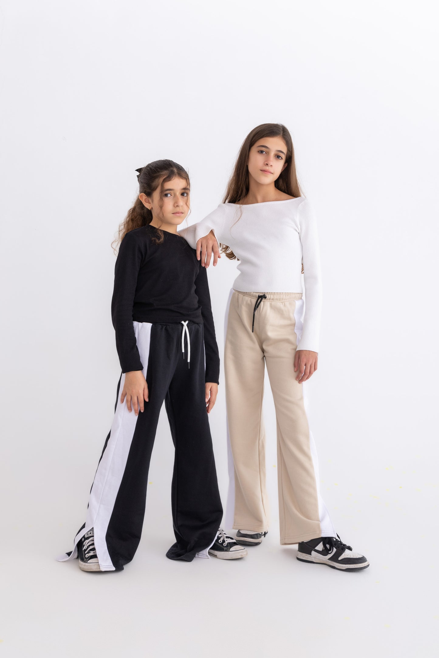 Black plush trousers with side bands