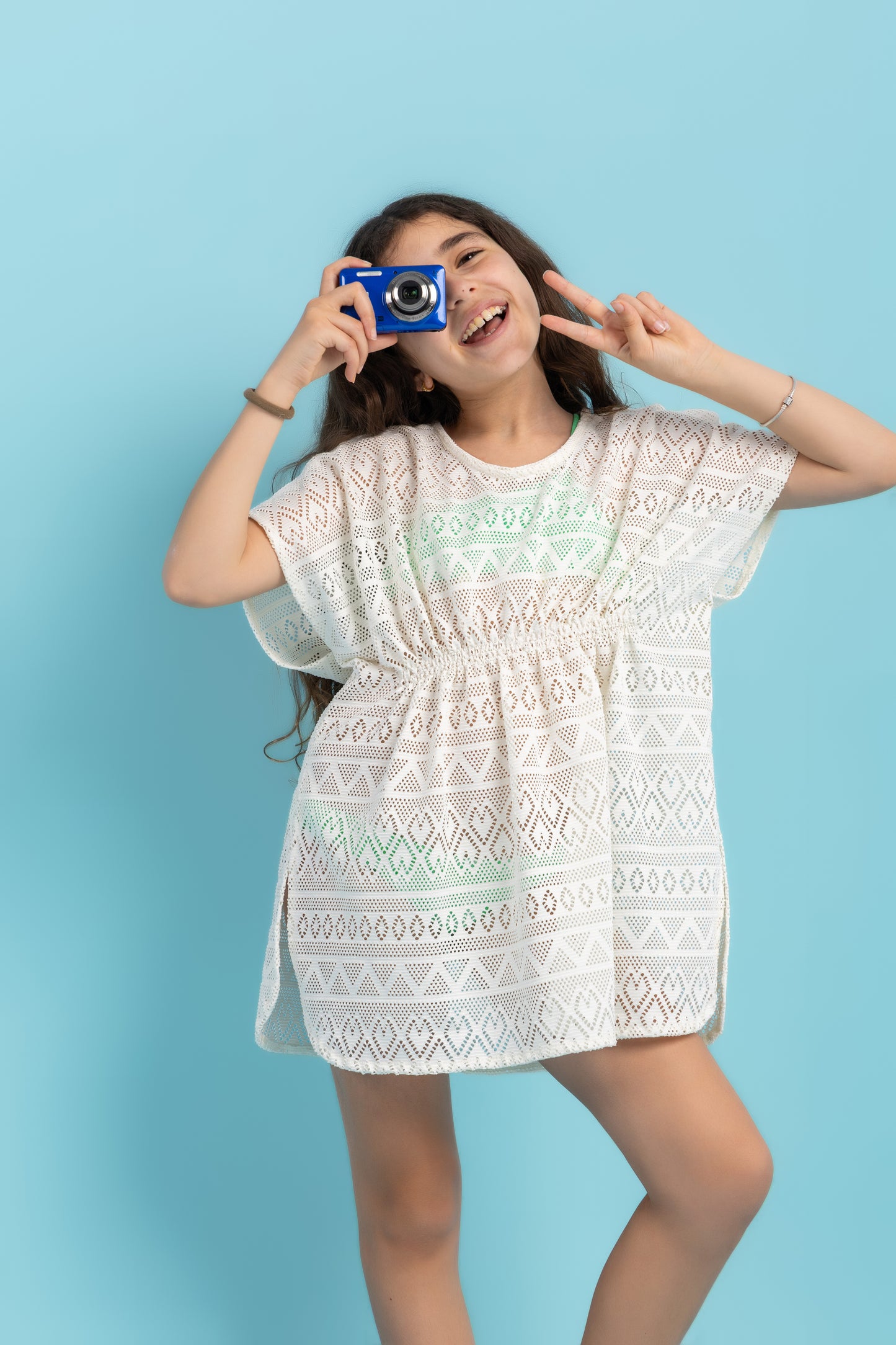 Beach coverup in hollow out white