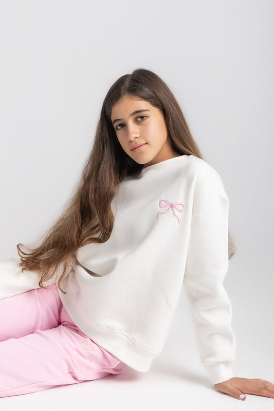 Coquette crewneck in white