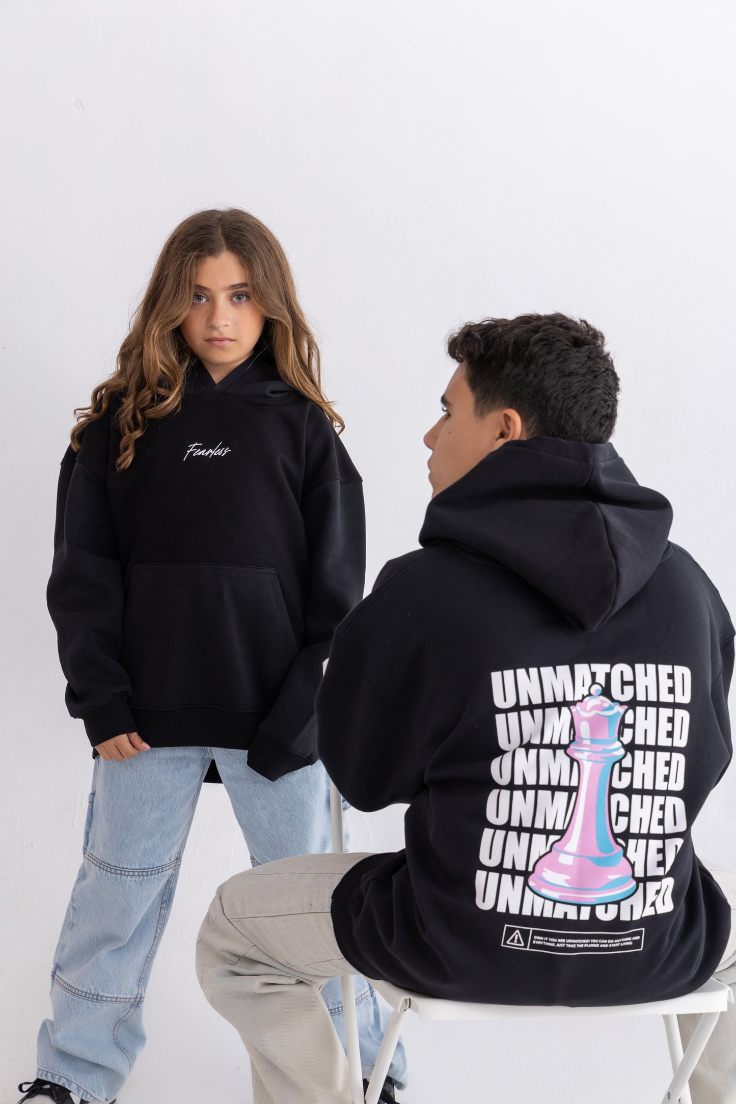 Black oversized chess hoodie