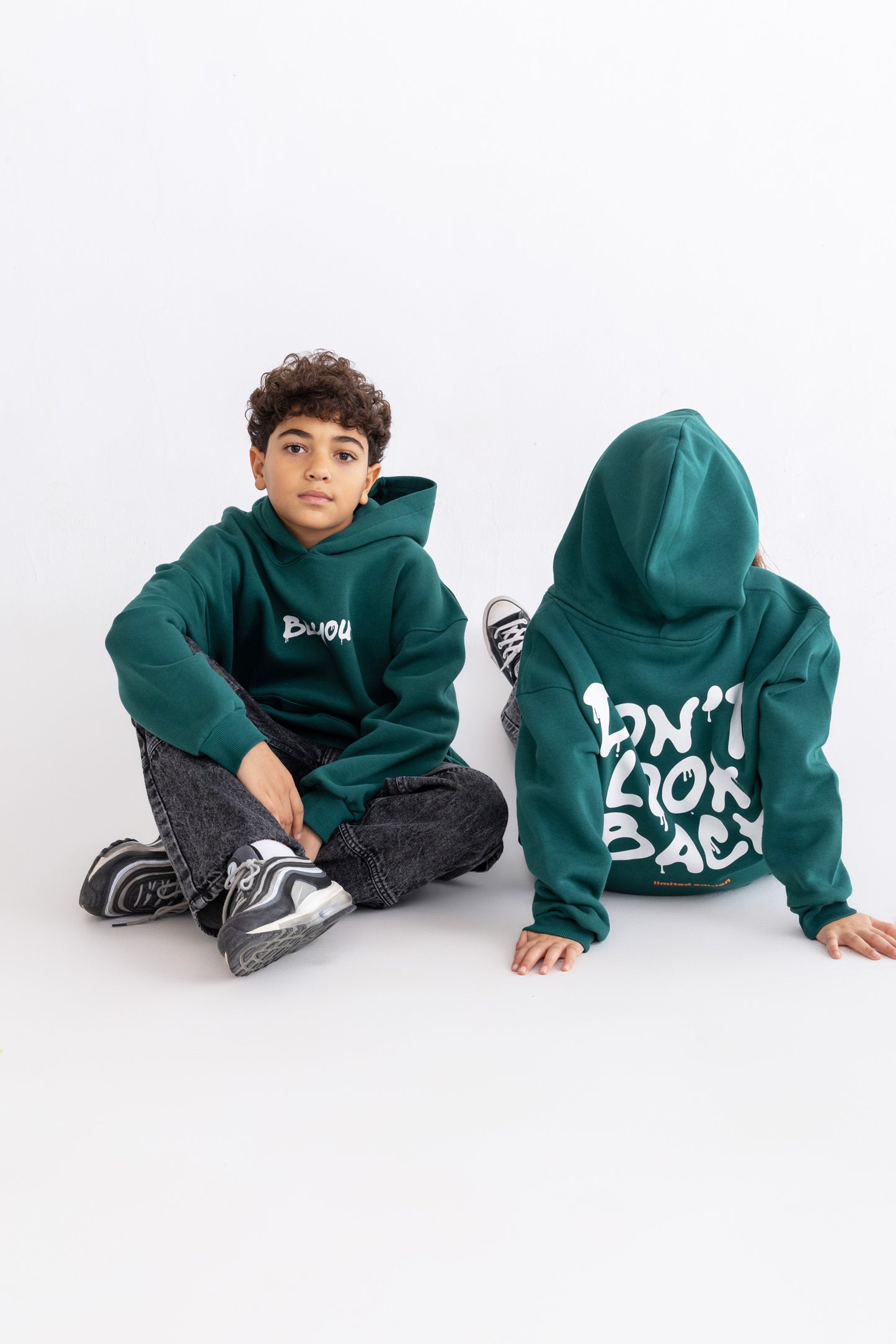 Green oversized BE YOU hoodie