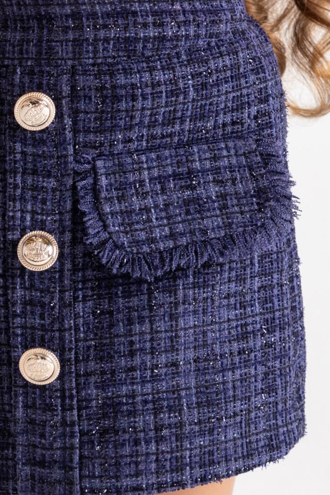 Tweed skirt in dark blue with sparkles