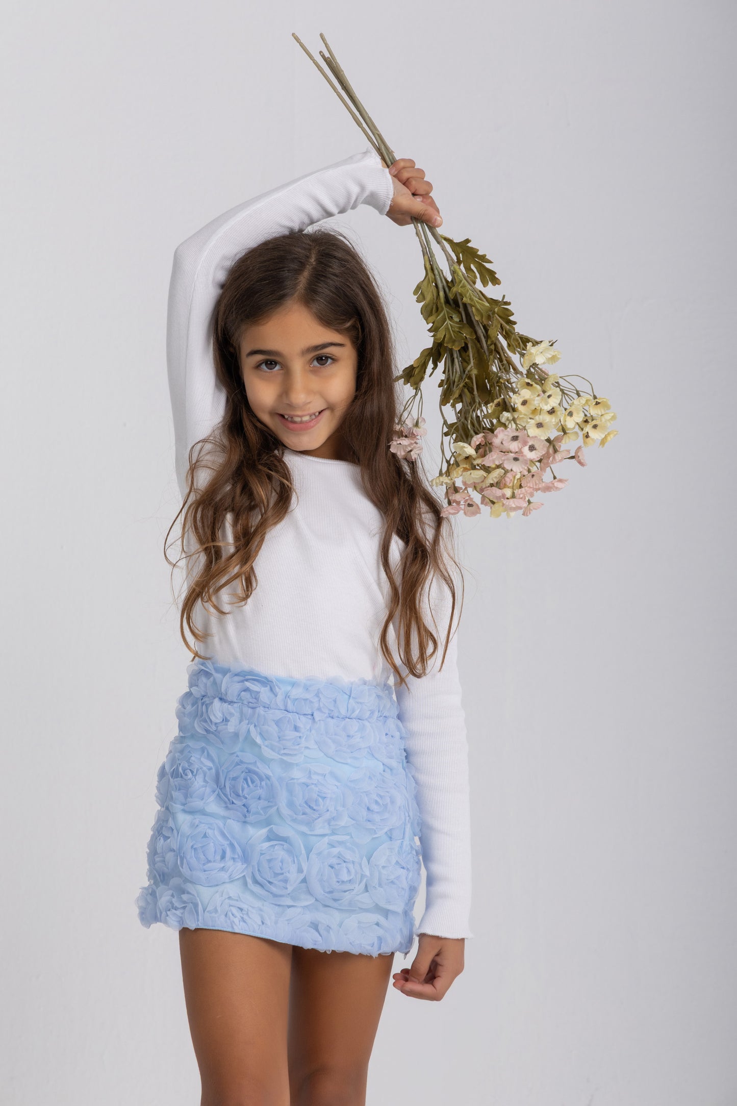 Floral textured mini skirt