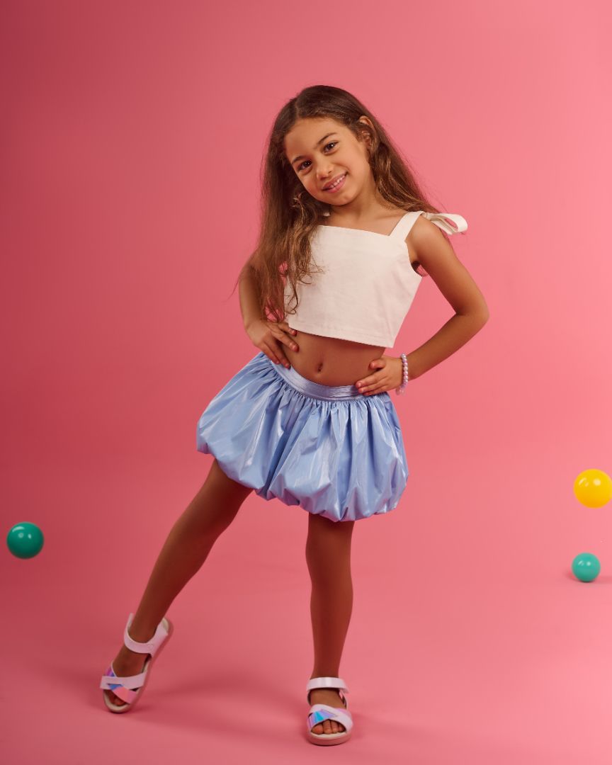 Bubble skirt metallic baby blue