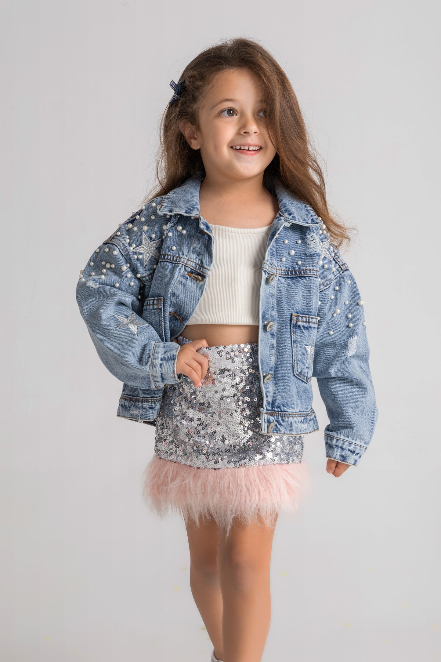 Sequin fur mini skirt- Kids