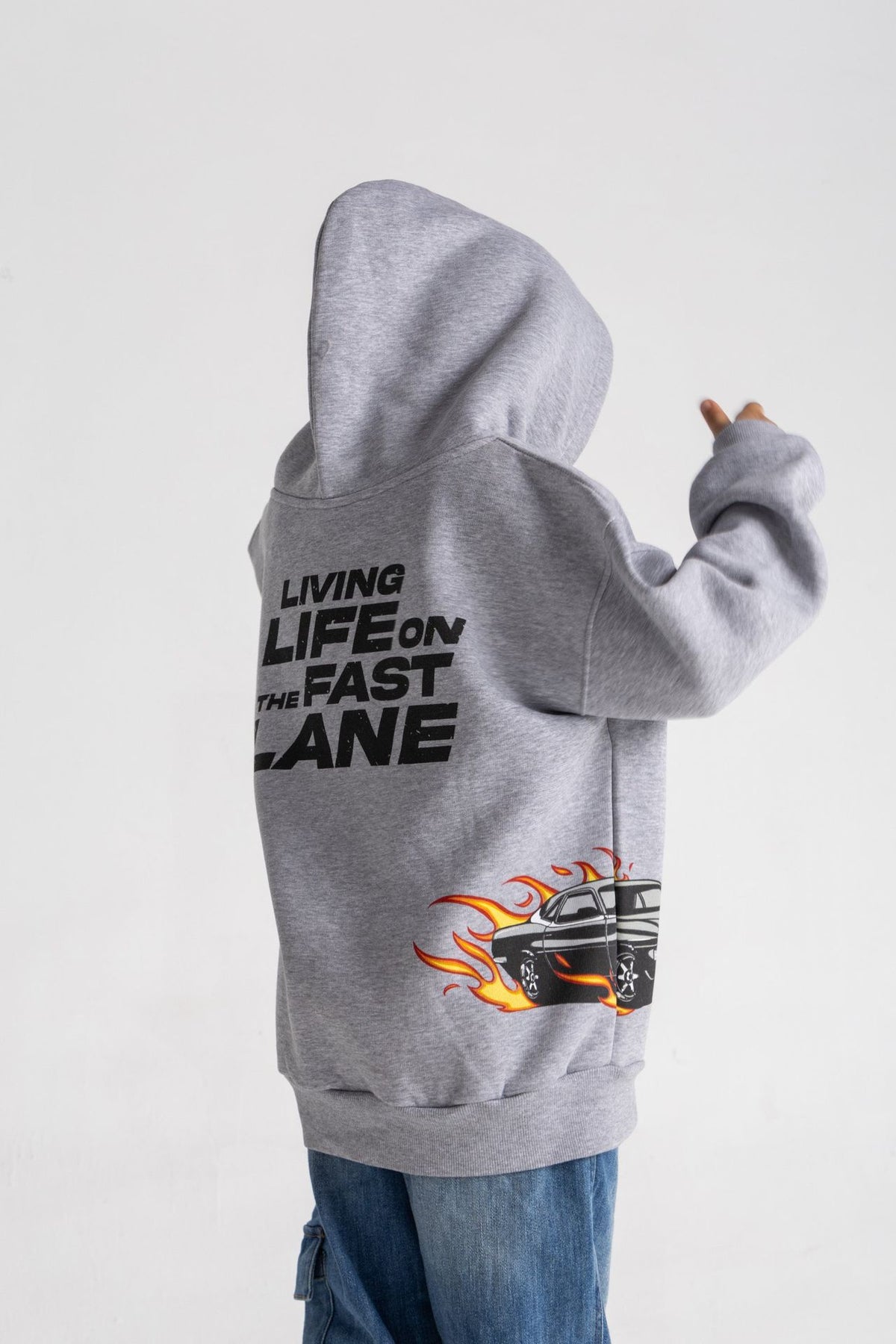 Grey oversized car hoodie