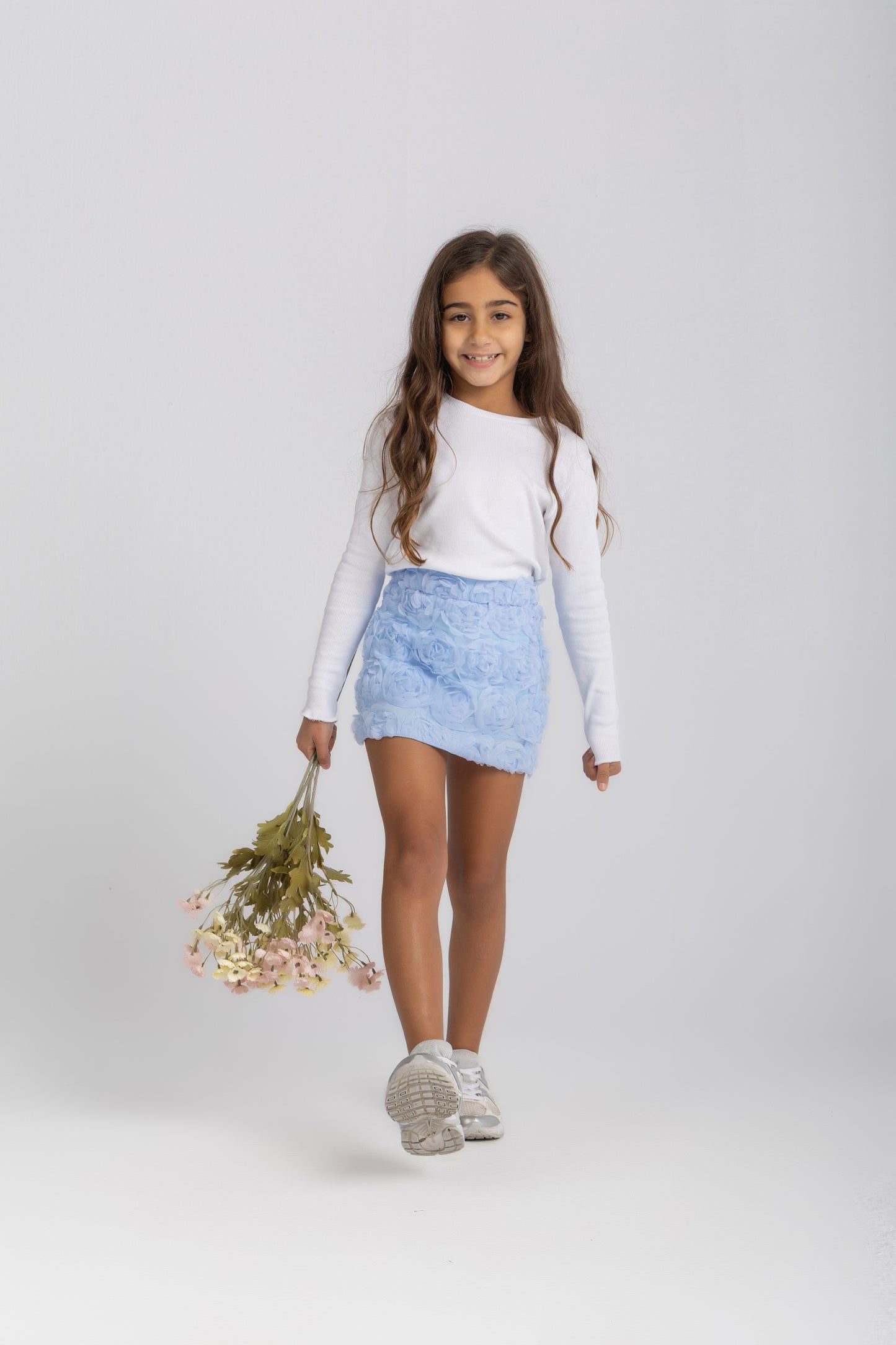 Floral textured mini skirt