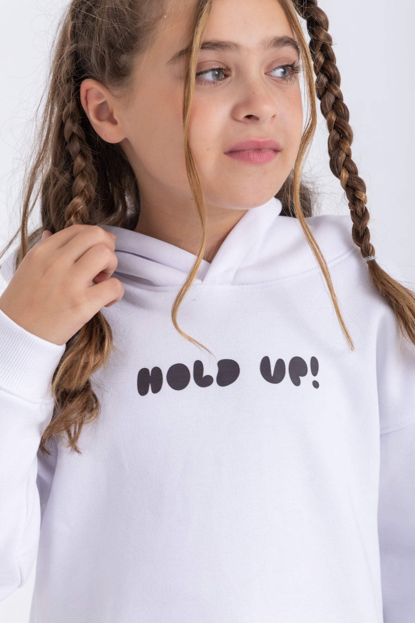 “Hold up!” White oversized hoodie