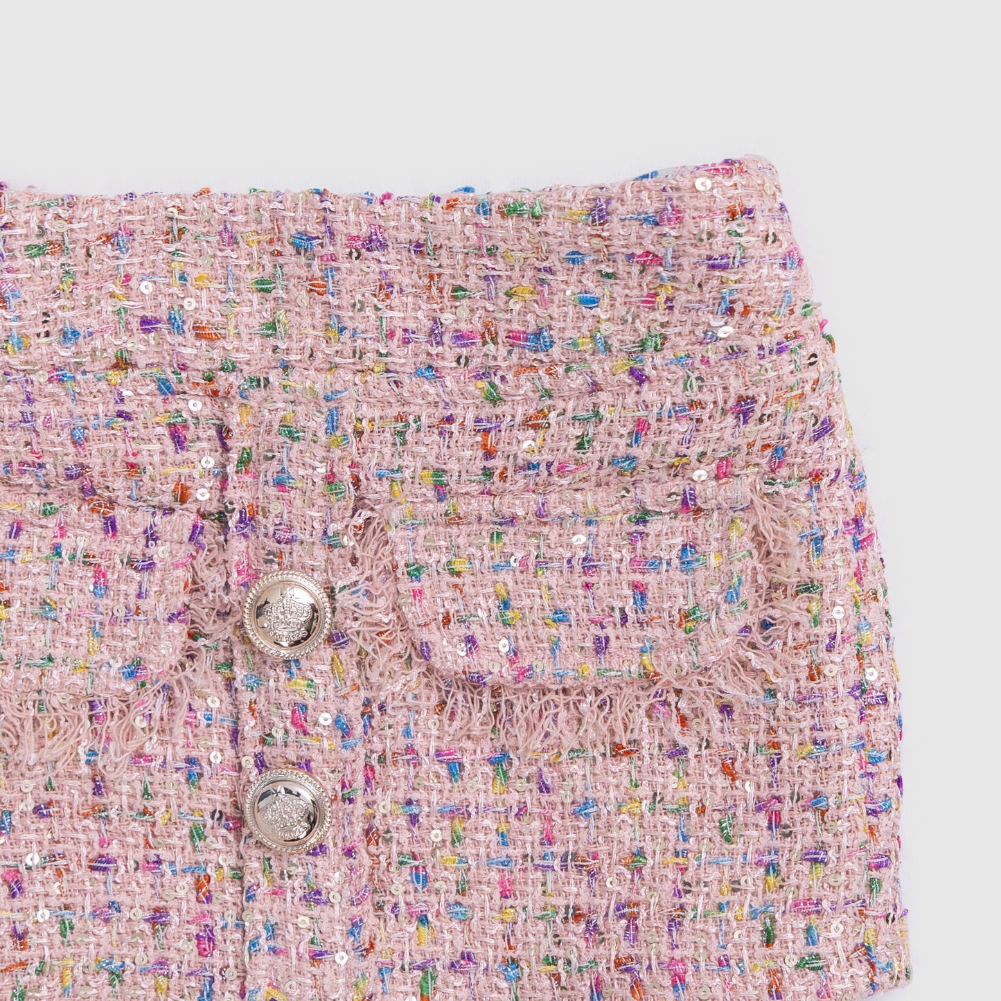 Tweed skirt in pink with colorful embellishments