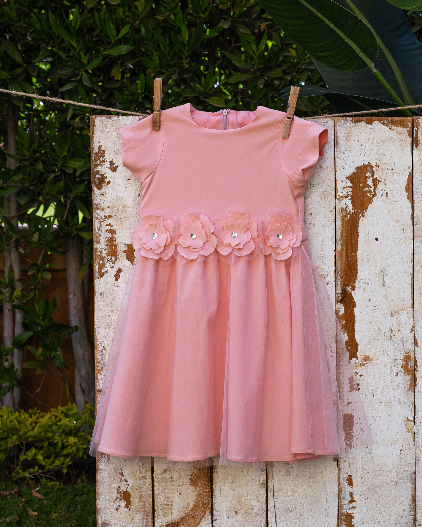 Star of the party tull dress with handmade flowers