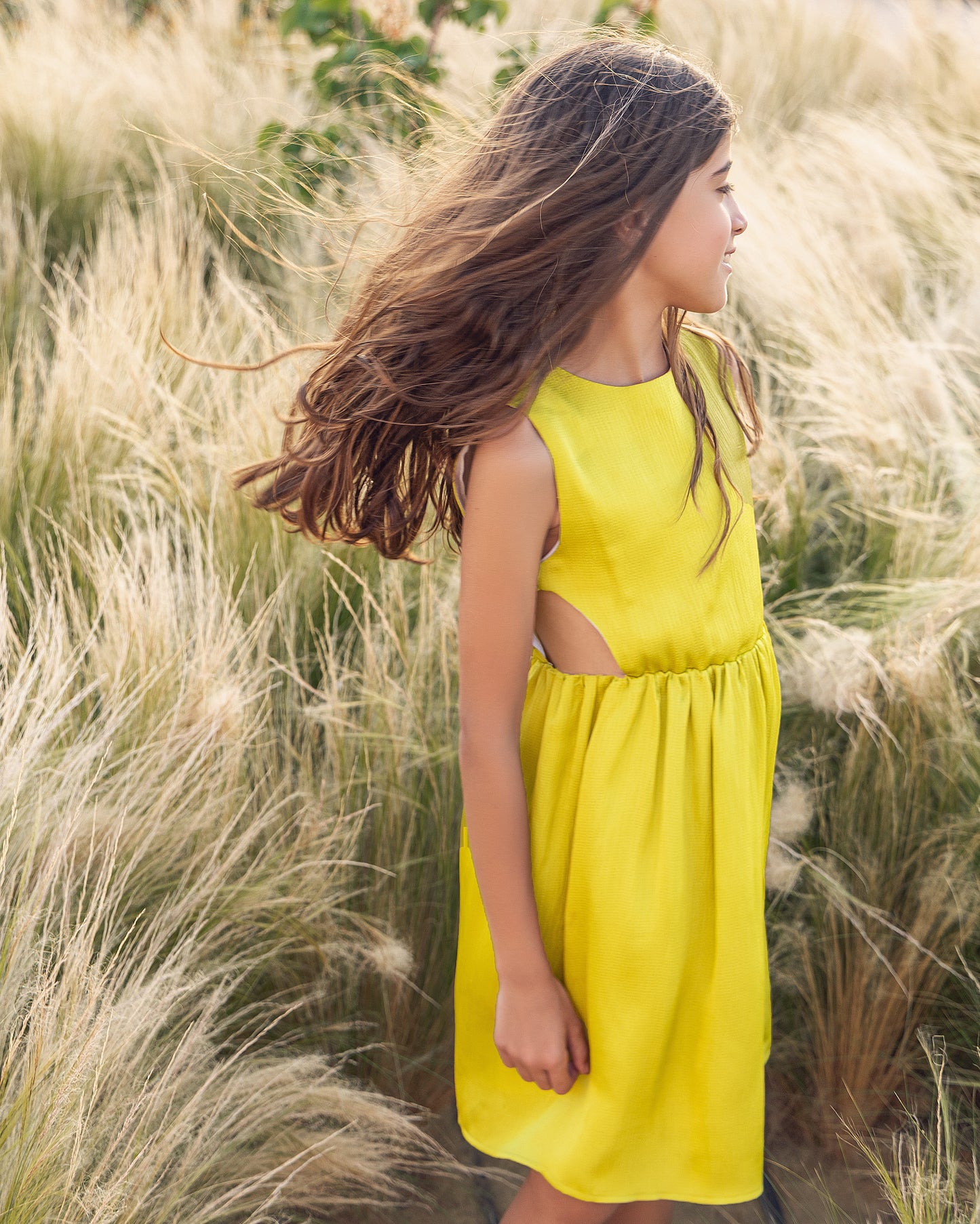 Lime green sleeveless Cutout dress