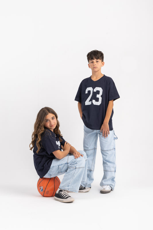 Unisex Milusa V-Neck Jersey in Navy