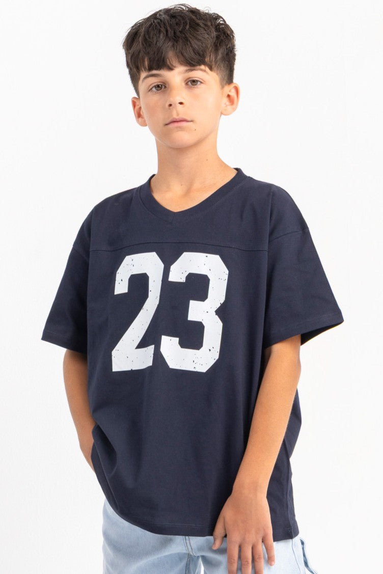 Unisex Milusa V-Neck Jersey in Navy