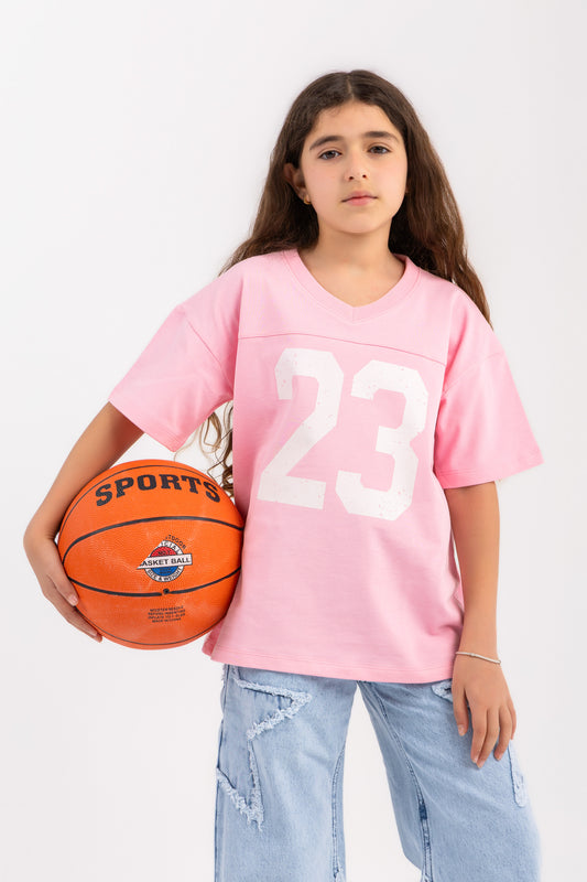 Milusa v neck Jersey in Pink
