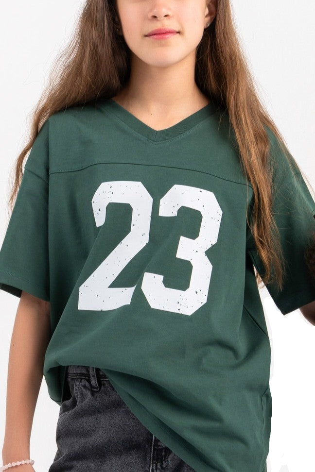 Unisex Milusa V-Neck Jersey in Dark Green