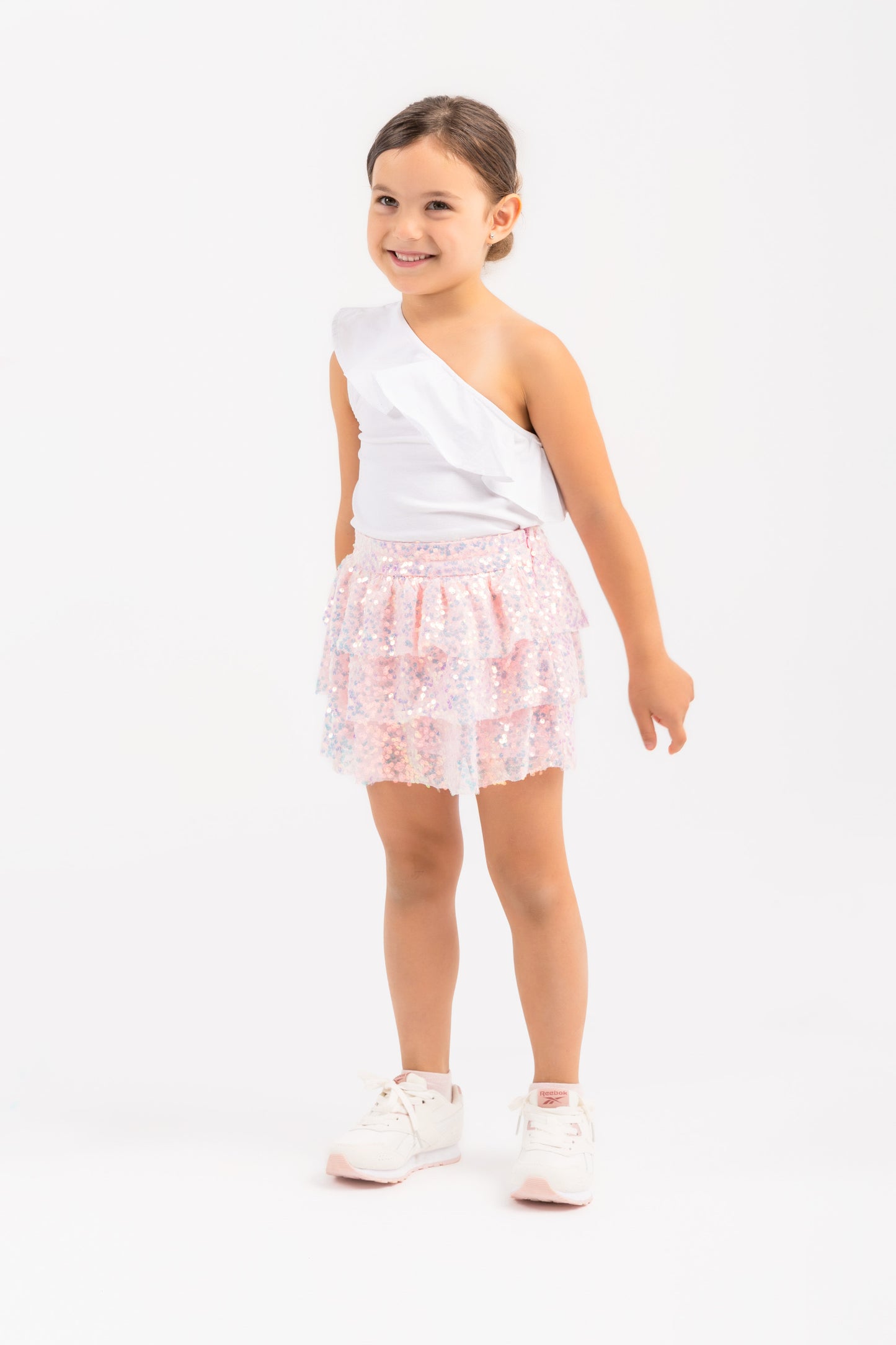 Sparkle 3 layers mini skirt in pink