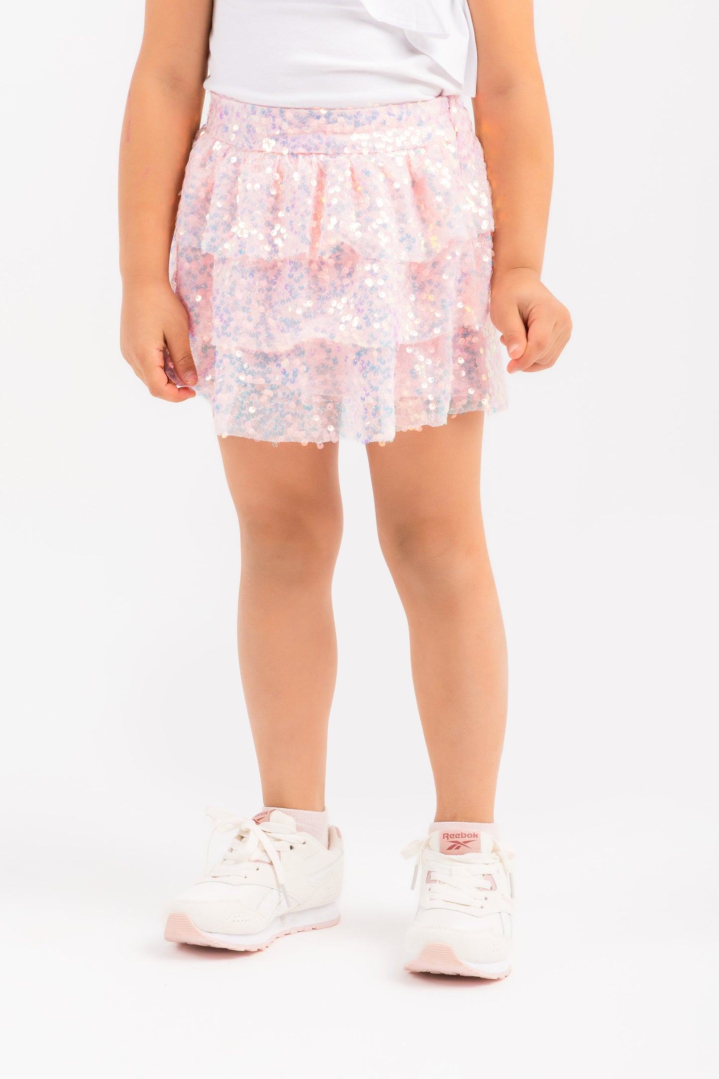 Sparkle 3 layers mini skirt in pink