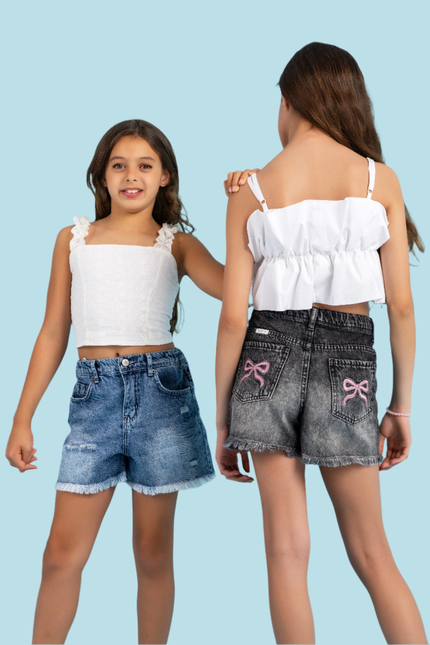 Coquette denim shorts in black