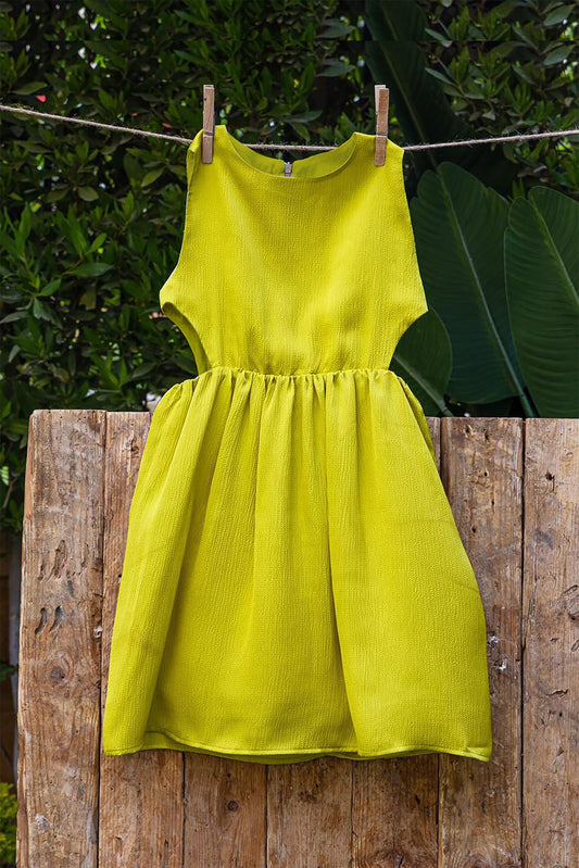 Lime green sleeveless Cutout dress
