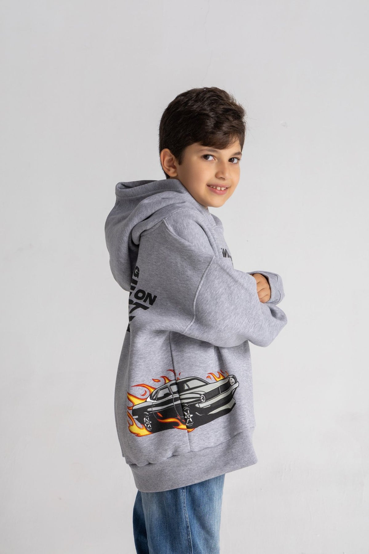 Grey oversized car hoodie