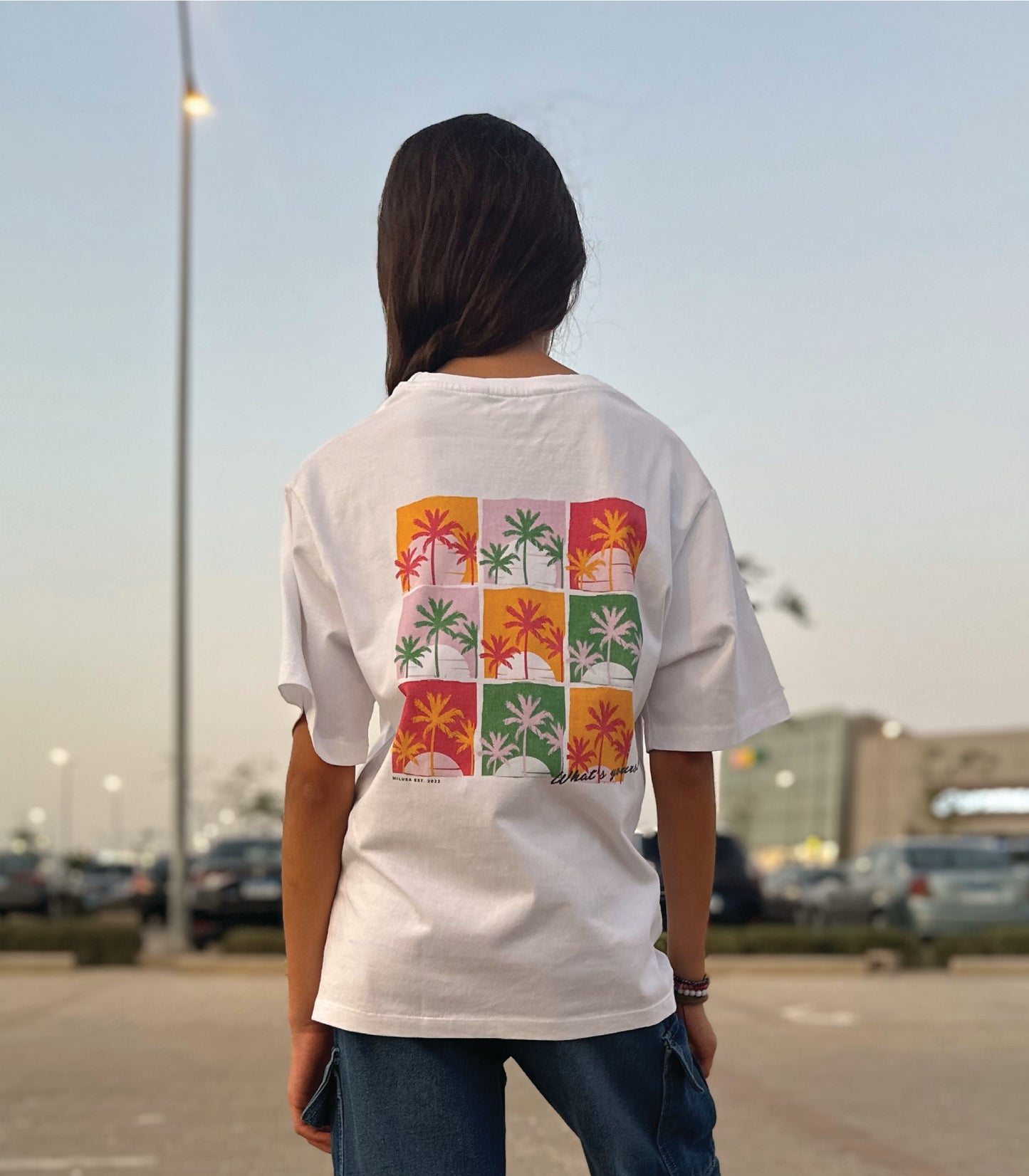 Milusa graphic oversized T-shirt in white